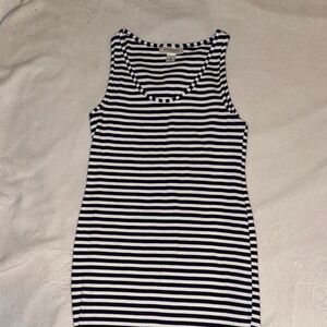 Motherhood Black and White Striped Tank Top
